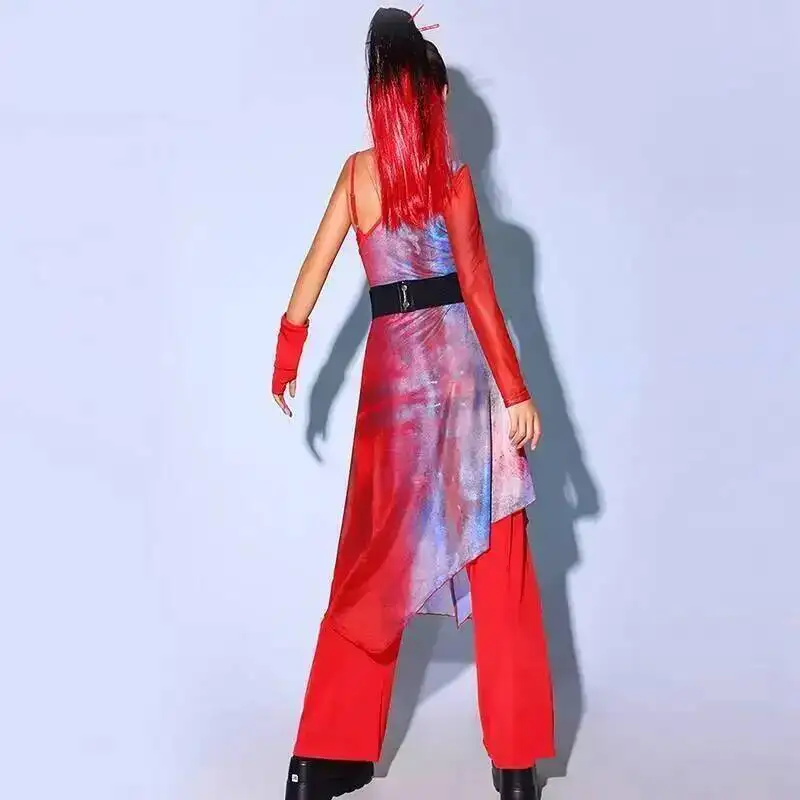 새로운 패션 드럼 댄스 의상 고대 스타일 세트 성인 여성 소녀 그룹 재즈 댄스 중국 스타일 공연 의상