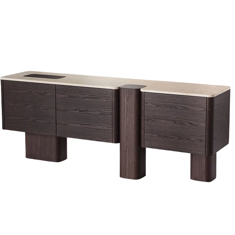 

Minimalist side cabinet, wabi sandy wind, natural travertine, entrance cabinet, household storage, advanced sense