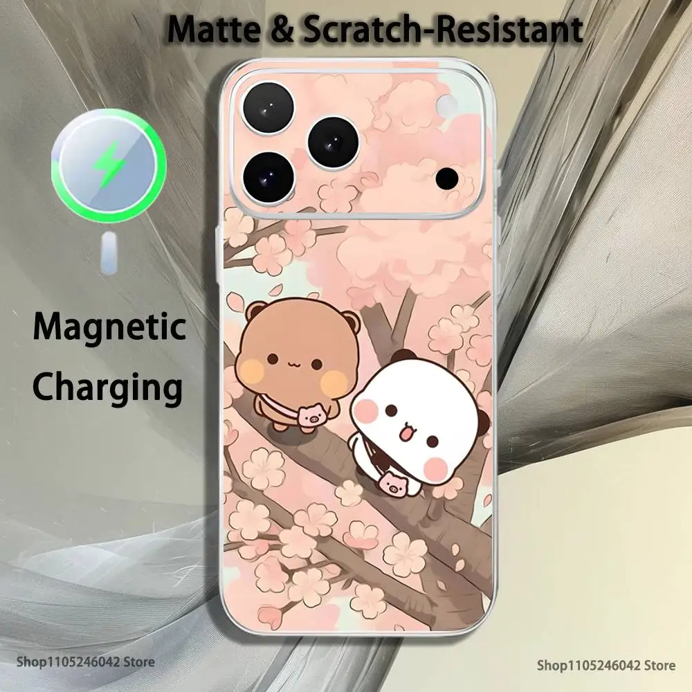 Cute BuBu DuDu Magnetic Wireless Charging Transparent White Phone Case For iPhone 17,16,15,14,13,12,11,Pro,Max,Plus