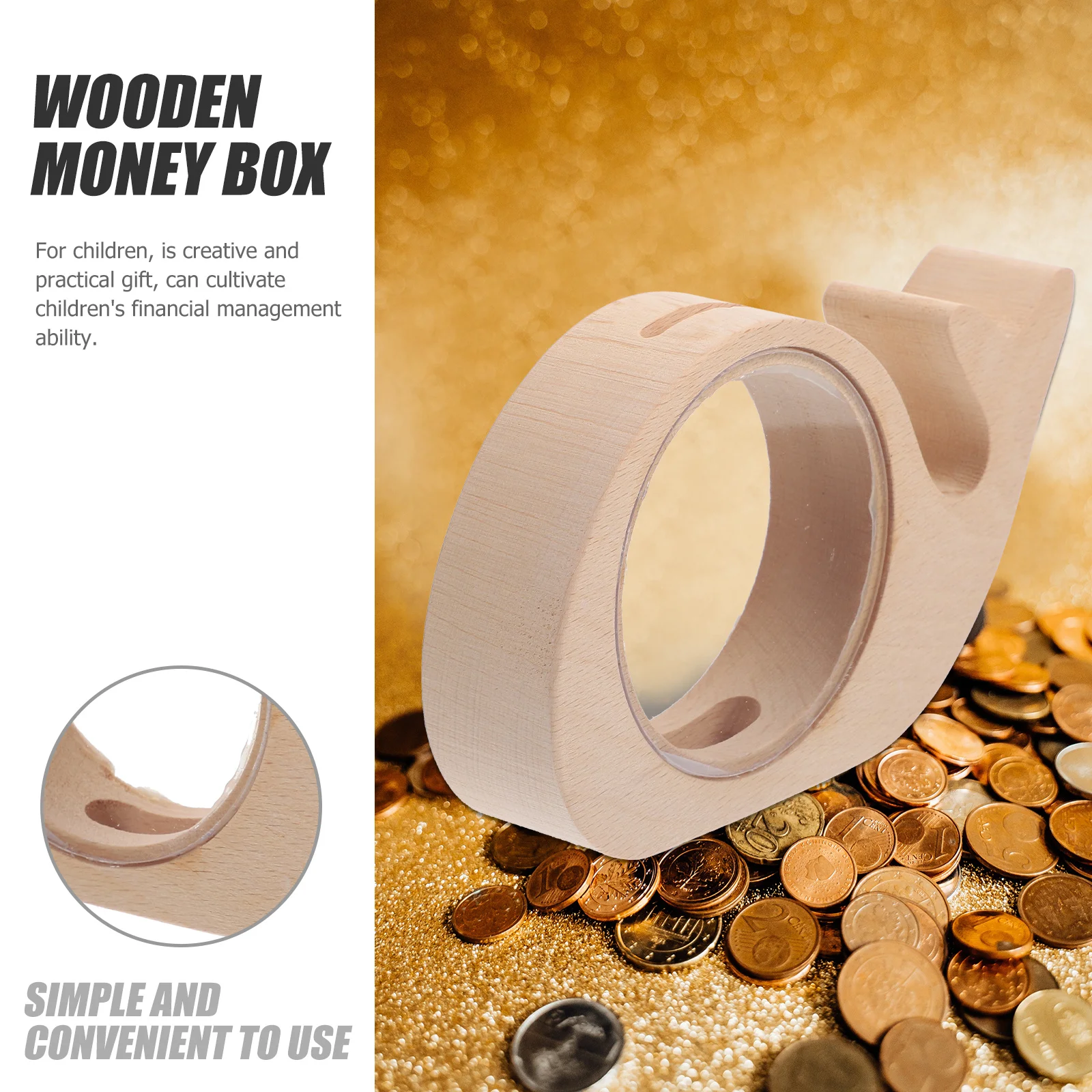 木製クジラ型貯金箱、装飾的な動物のコインバンク、子供用貯金箱、マネーポット、コインコレクターの装飾