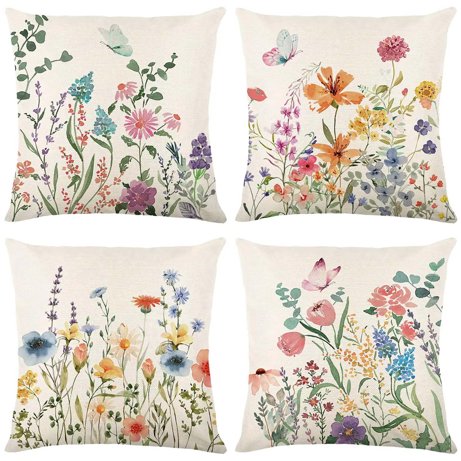 Spring Decorations for Home - Spring Pillow Covers 18x18, Outdoor Pillow Covers Springtime Farmhouse Throw Pillow Cover Case