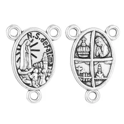 10pcs N.S.De Fatima Rosary Centerpieces Our Lady of Fatima Medal Connectors Part for DIY Making Jewelry Accessories
