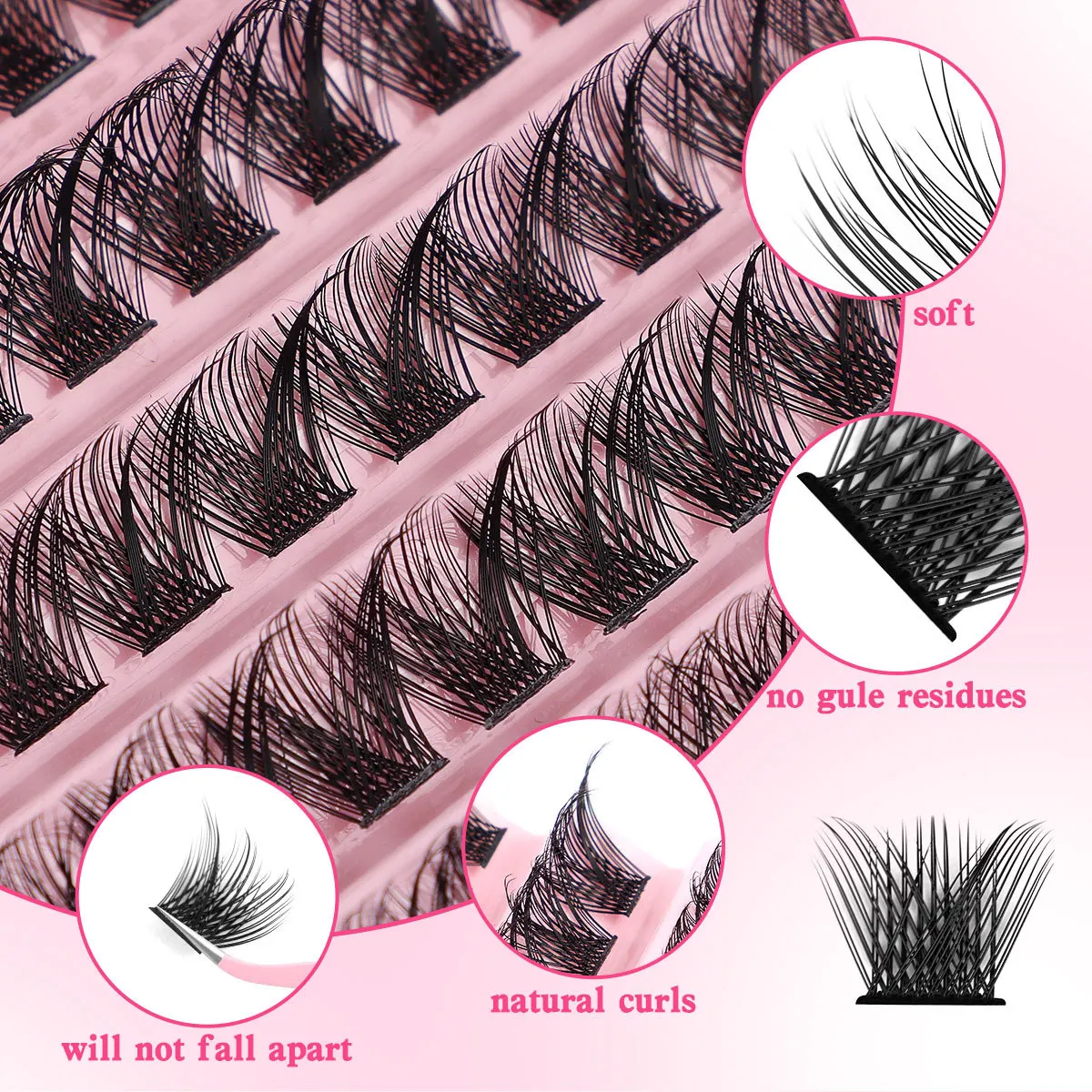 DIY Segmented Single Tuft Flower Hair 120 Tufts False Eyelashes 8-16mm Eyelashes DD Curvature