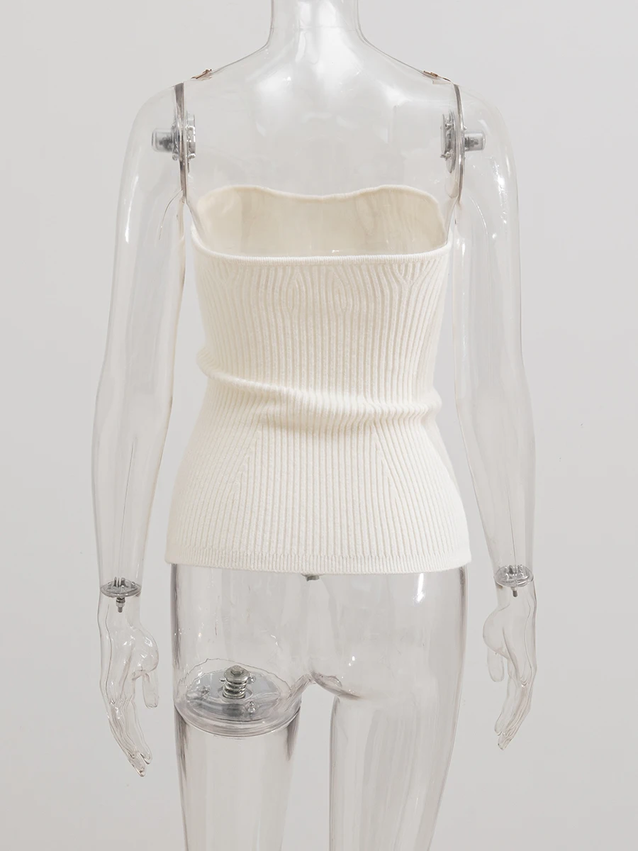 Effen kleur sexy gebreide tube tops dames zomer strapless slank basic vest vrouwelijke eenvoudige casual mode mouwloze tanktop