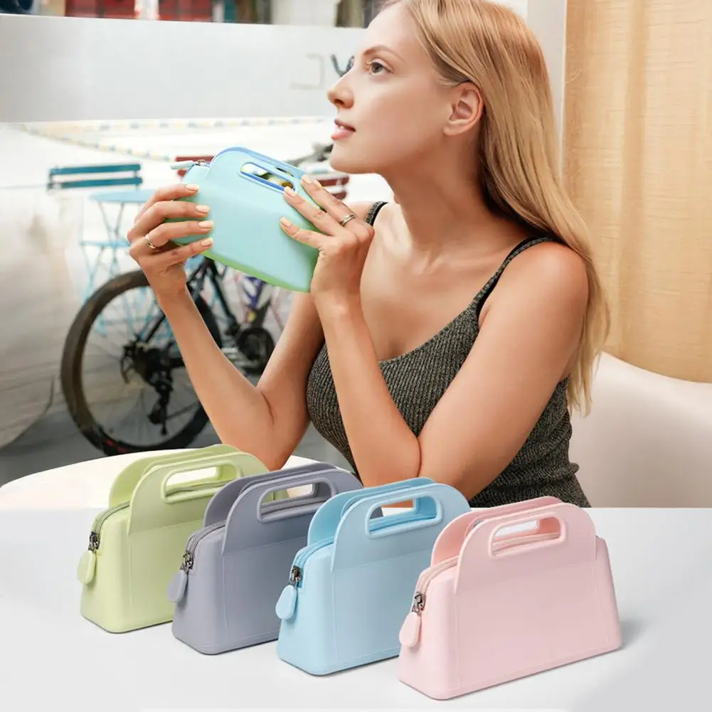 Portable Storage Case Compact Silicone Makeup Bag Waterproof Cosmetic Organizer with Multiple Compartments Portable Skincare