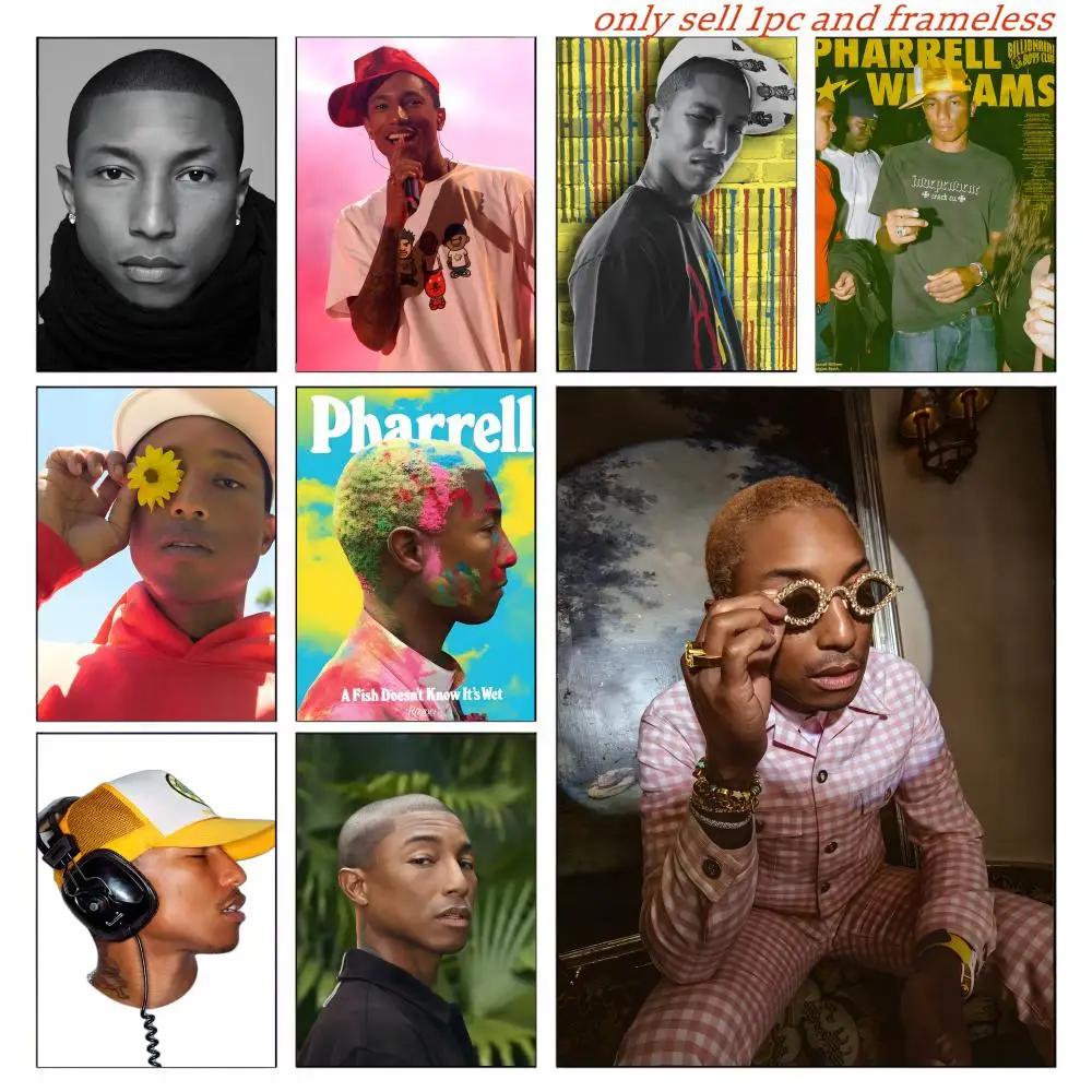 Póster de Pharrell W-williams, cantante y rapero, pósteres adhesivos vintage para habitación, hogar, Bar, cafetería, decoración Kawaii para habitación
