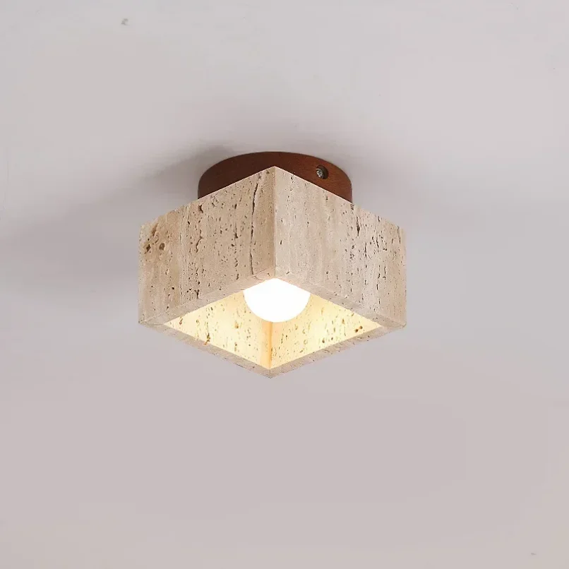 Wood Yellow Travertine Ceiling Mounted Lamp Hallway Aisel Stone Decoration Light Fixtures Corridor Home Indoor Outdoor Modern