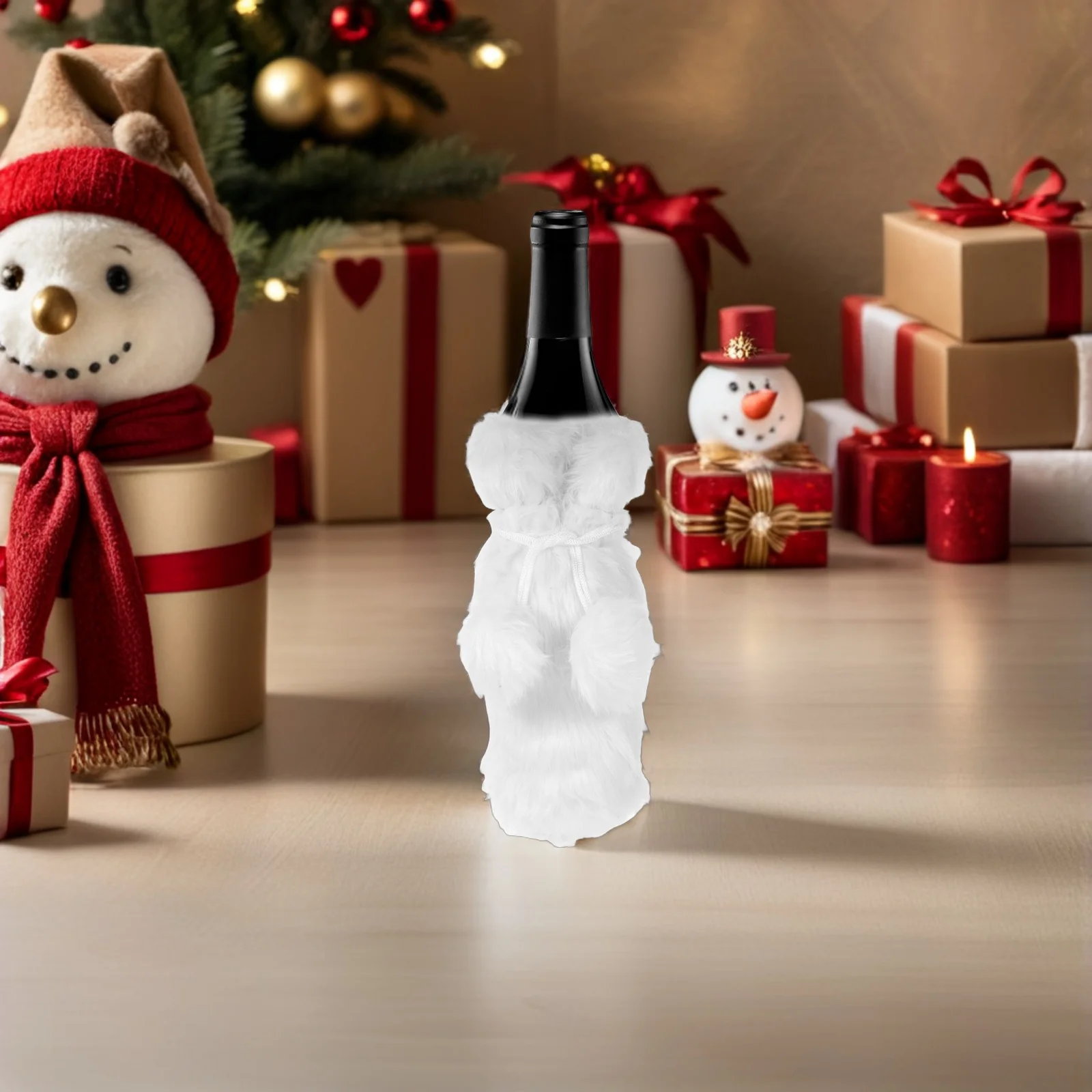 

2Pcs Christmas Wine Bottle Covers Soft Reusable Drawstring Tote Bags Protective Packaging Holiday Wine Bag Carrier Decoration