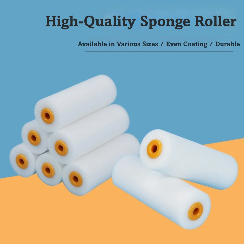 New High-Density Foam Paint Roller Dense Bristles White Color Sponge Roller Art Set 4/6 Inch Roller Wall Paint Roller For Fences