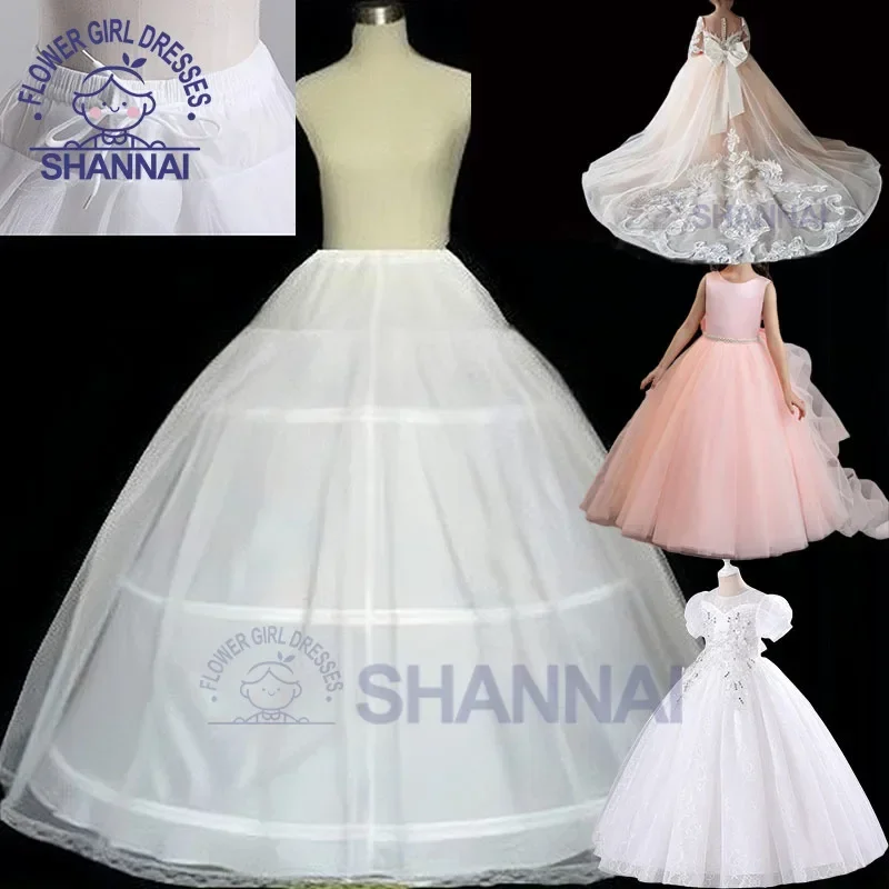 

3 Hoops A-line Petticoat Underskirt Crinoline Slip for Kids Children Wedding Dress