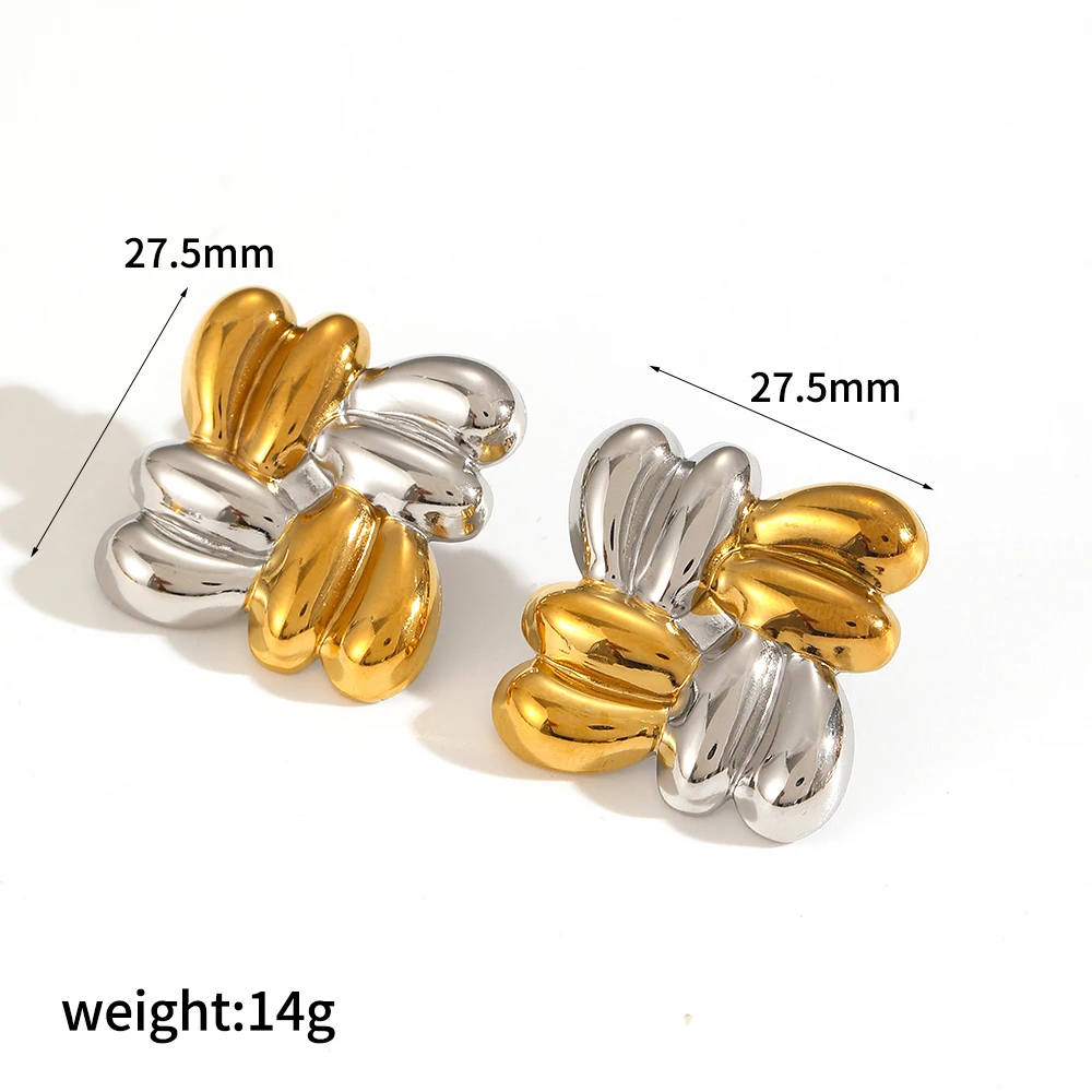 Wasserdichtes Set aus quadratischen, geometrischen Ohrsteckern aus Titanstahl in Gold- und Silberfarben, Damen, neues, klassisches Charm-Design, Schmuck – Detail 5
