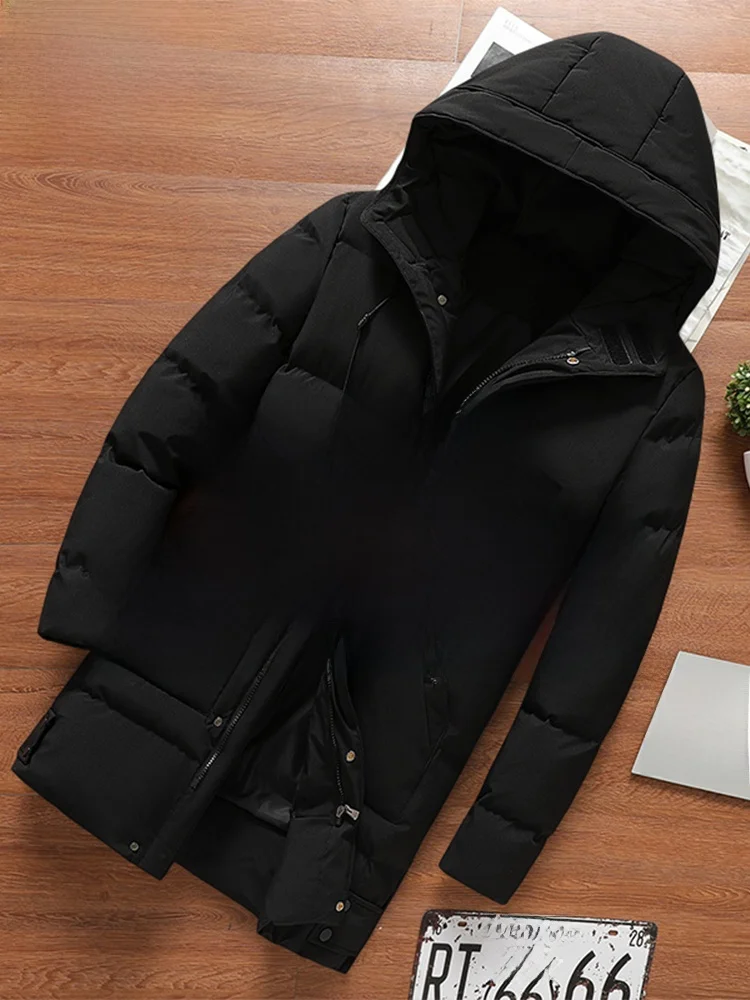 

Paul Large Size Hooded down Cotton Jaet Men's Winter Warm Coat Super Thiened Polyester Fiber Long Sve Zipper Closure