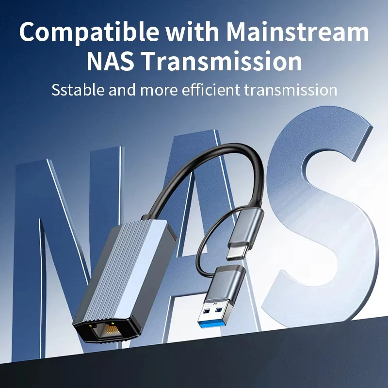 Сетевая карта USB 3.0 и Type C к Rj45 Адаптер Ethernet 2,5G 2500 Мбит/с для портативных ПК NAS-сервер Windows Mac OS Интернет