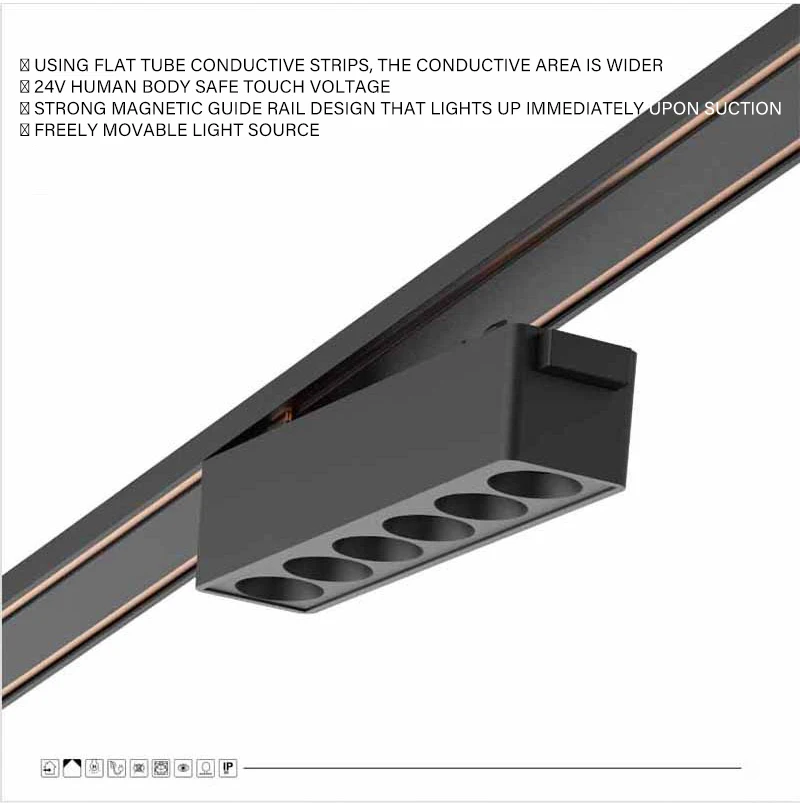 Surface Mounted Ultra-thin Magnetic Track 1/1.5/2m Super Suction Power DC24V Safe Voltage Touchable Lamp Track Easy Installation