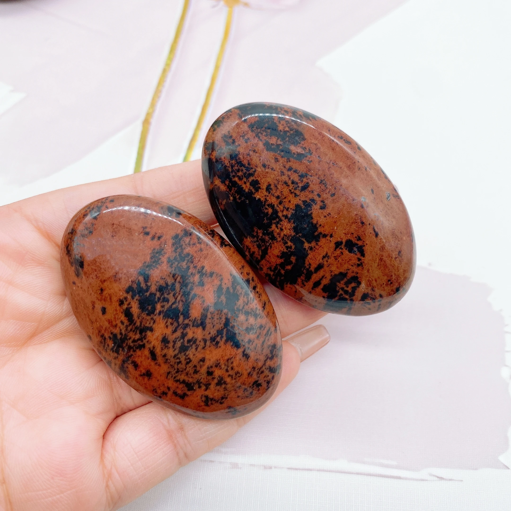 Natural Red Obsidian Crystal Quartz Stone Hot Compress Massage Palm Energy Reiki Healing Forgetting Worries Home Decoration Gift