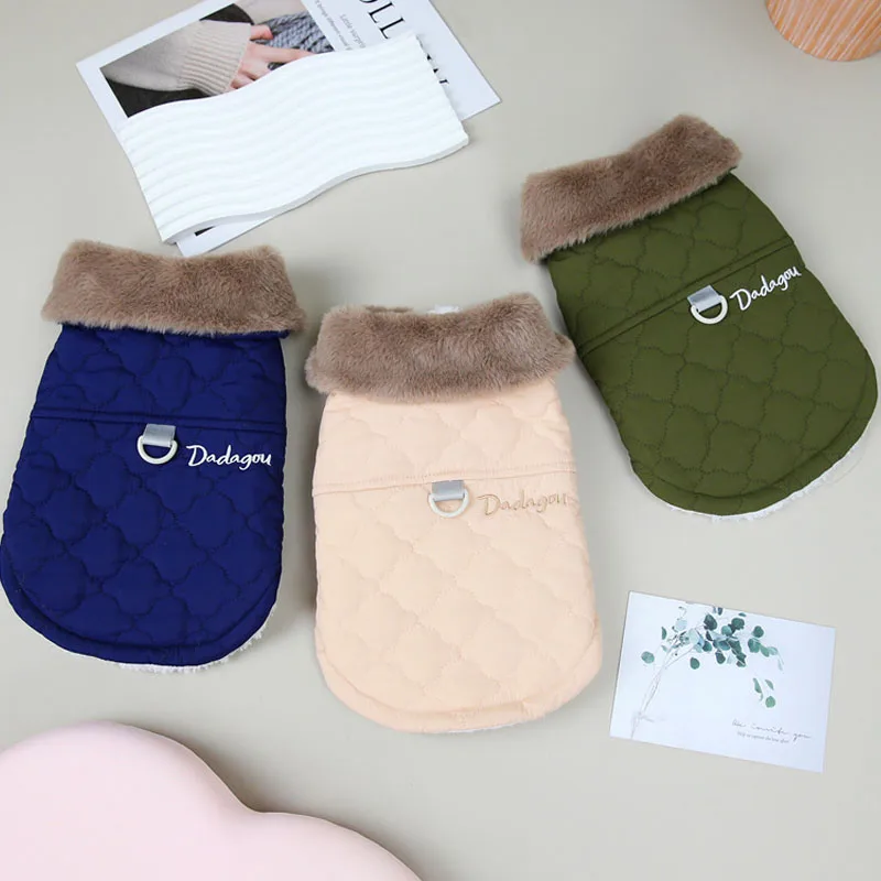 

Luxury Dog Coat Clothes Winter Fur Collar Warm Pet Clothes For Small Medium Dogs Chihuahua Shih Tzu Puppy Vest Jacket Costume XL