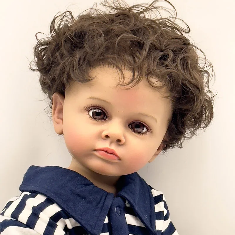 55CM Silicone Reborn Baby Girl Doll Tutti with Curly Hair 3D Painted Skin with Visible Veins Real Looking Baby Dolls Bebe Reborn