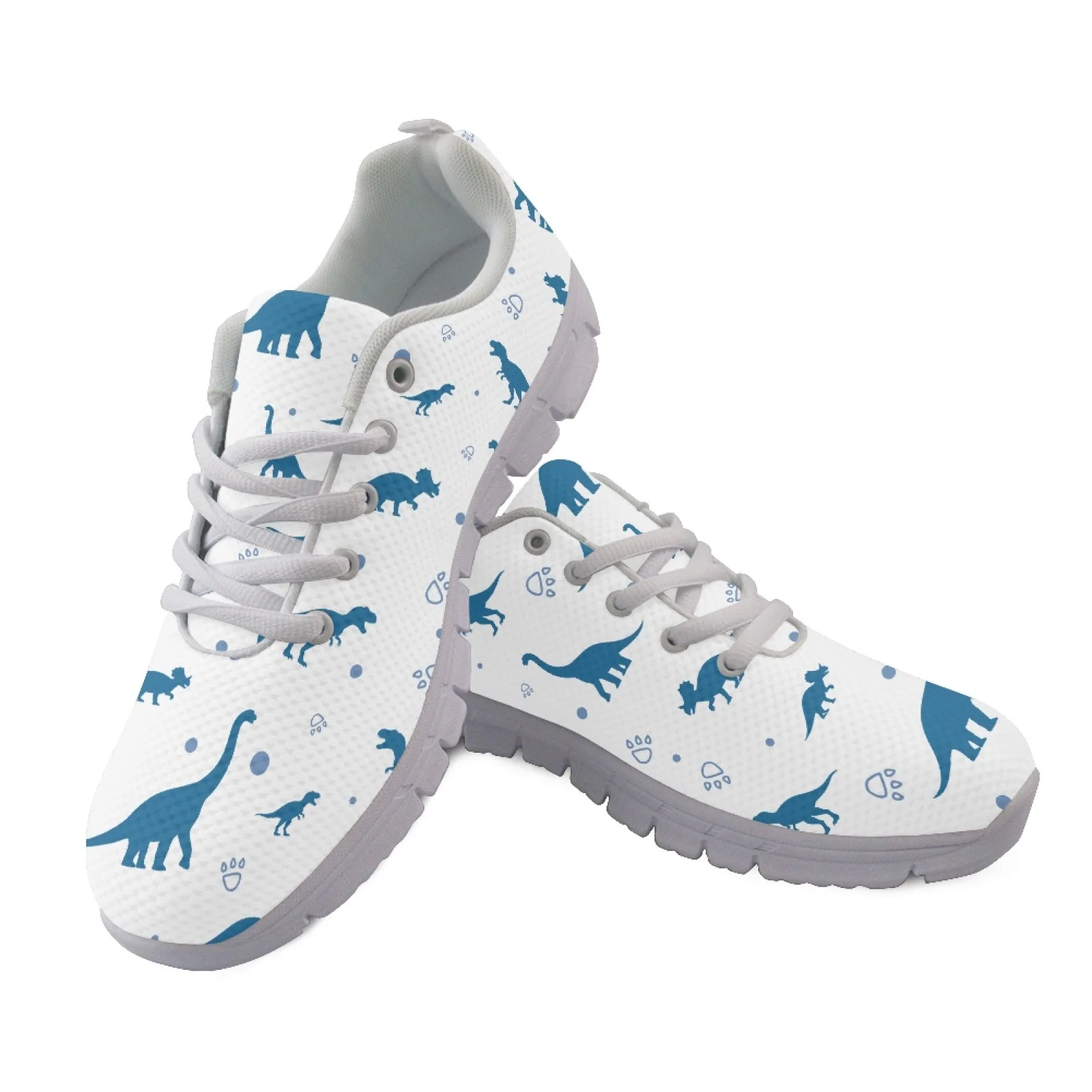 Coloranimal Blue Dinosaur Silhouette Walking Sneakers Training Athletic Shoes for Women Lightweight Training Shoes