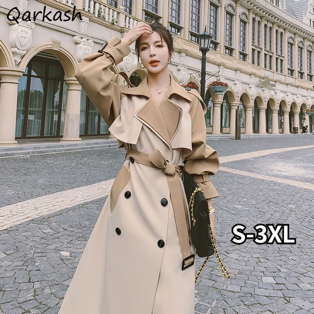 Trencz damski S-3XL Design Patchwork Odzież wierzchnia Wszystko dopasowane Stylowe Popularne Najnowsze Kobiety Jesień Ins Moda Femme Prosty Przytulny