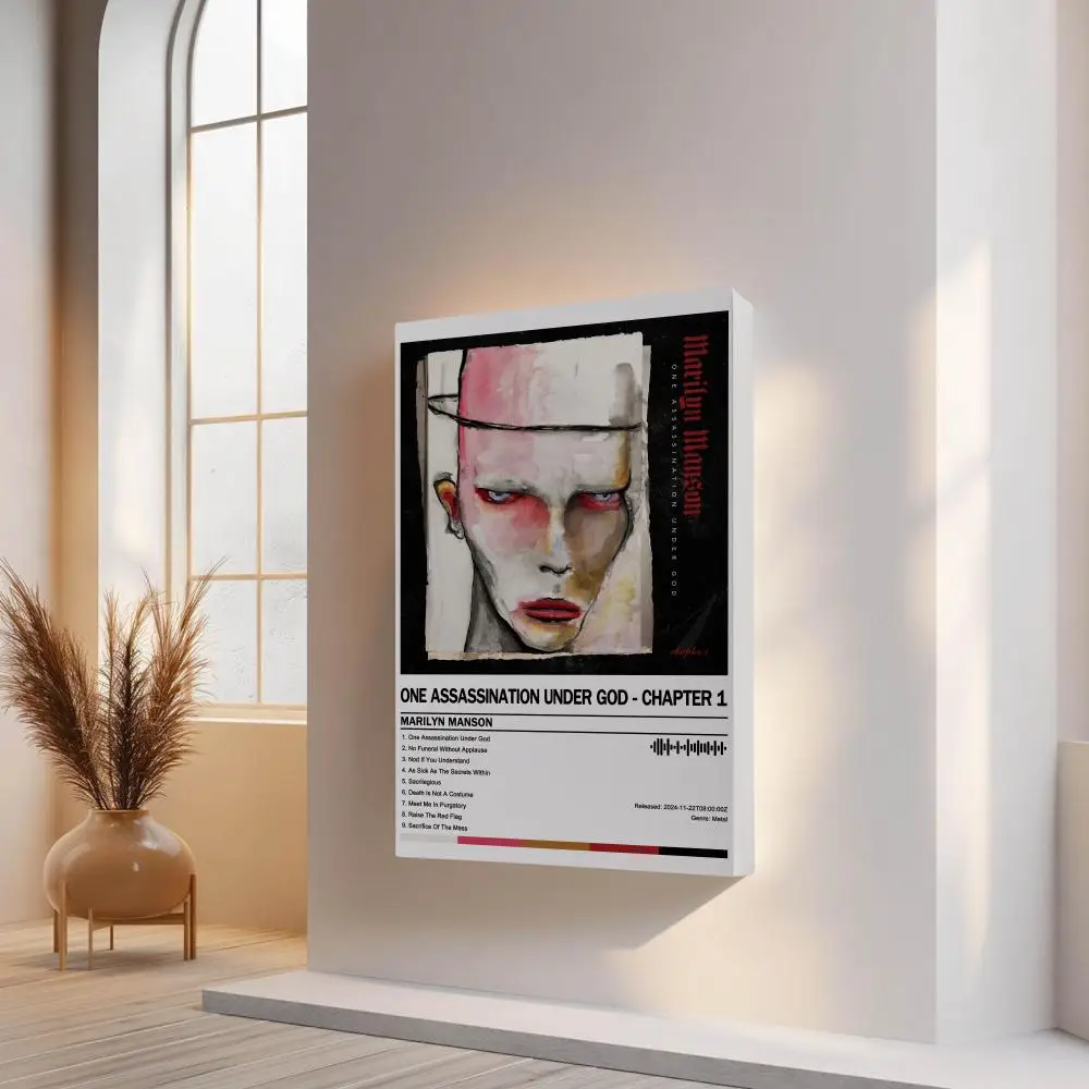 Marilyn M-Manson Painting Calligraphy Inner Frame Album Cover Art Coffee House Bar Room Wall Decor