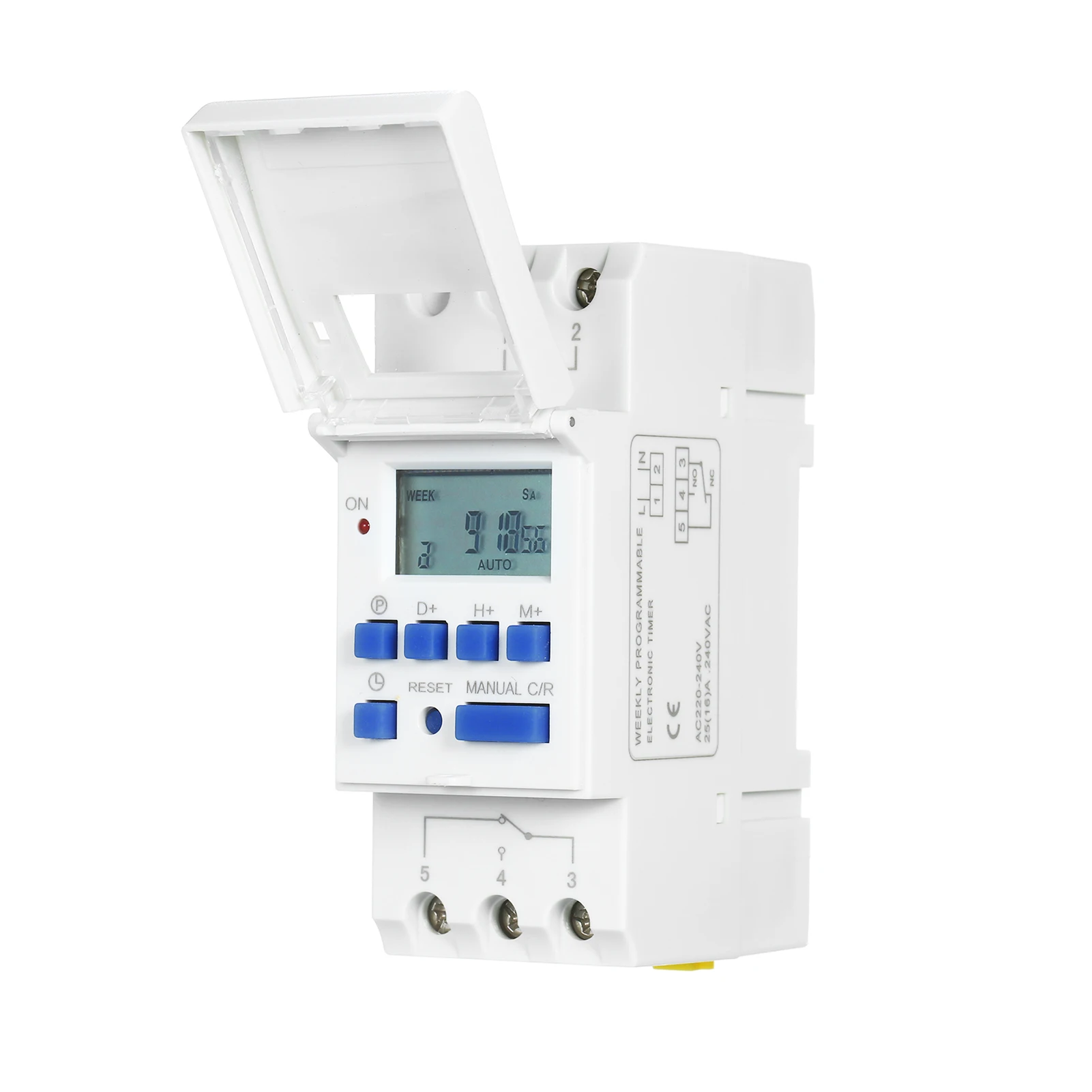 THC15A Digital LCD Power Programmable Timer Switch Relay 16A Amp Electronic Weekly 7 Days 16 On & Off Relay Timer Control