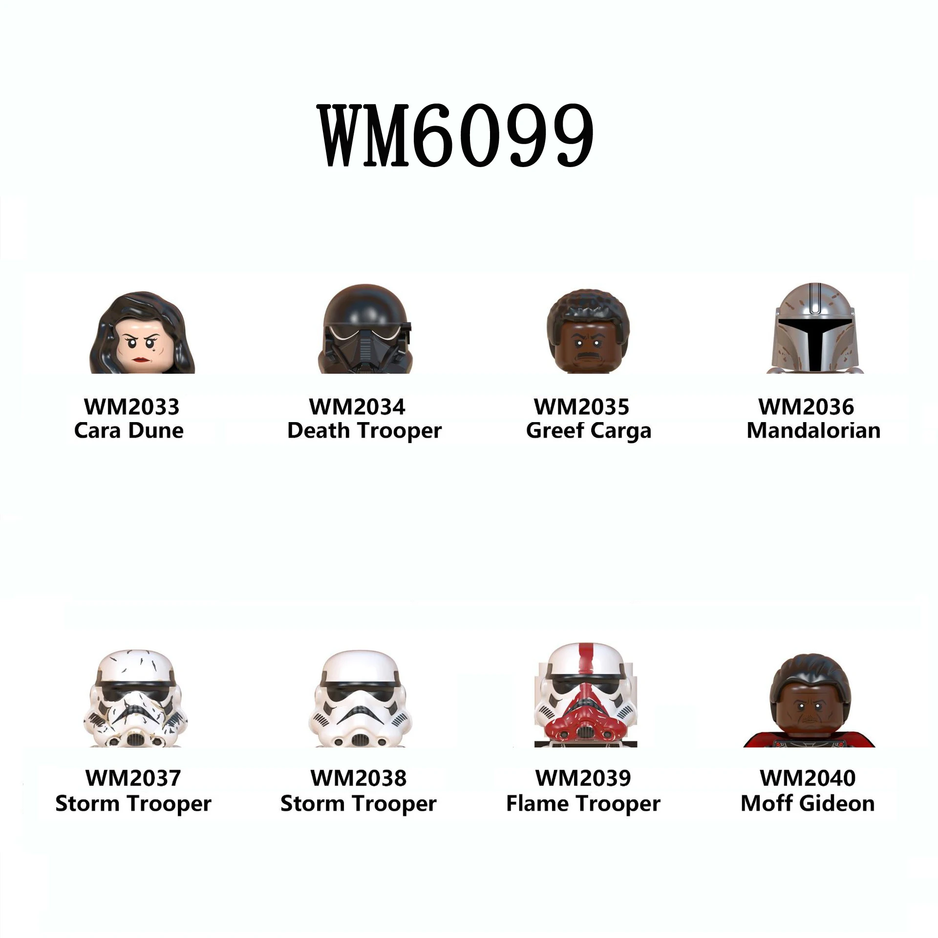 WM6099 Building Blocks 8 pcs/set Cara Dune Death Trooper Brick Figure Greef Carga Storm Trooper Moff Gideon mini Assembly Toys