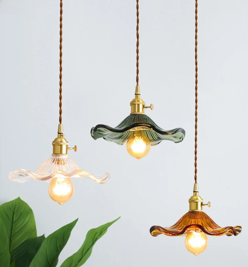 

Nordic LED Pendant Light Fixtures Colorful Bedroom Living Room Bar Glass Copper Hanging lights Bedside E27 Pendant Lamp