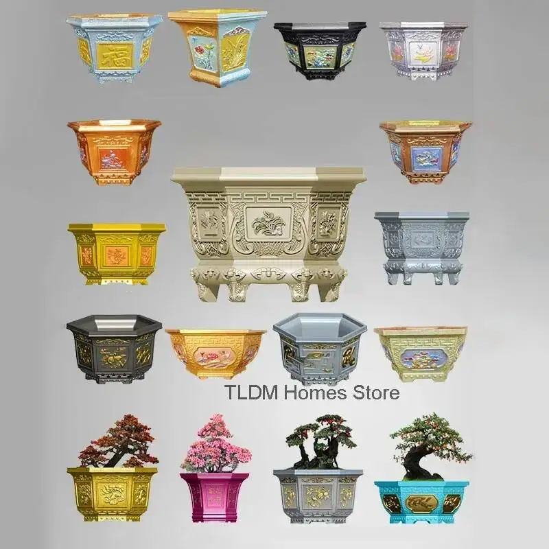 Hexagonal Cement Flowerpot Mold Home Garden Balcony Bonsai Pot Template Concrete Cast-in-place Homemade Plastic Flowerpot Mold