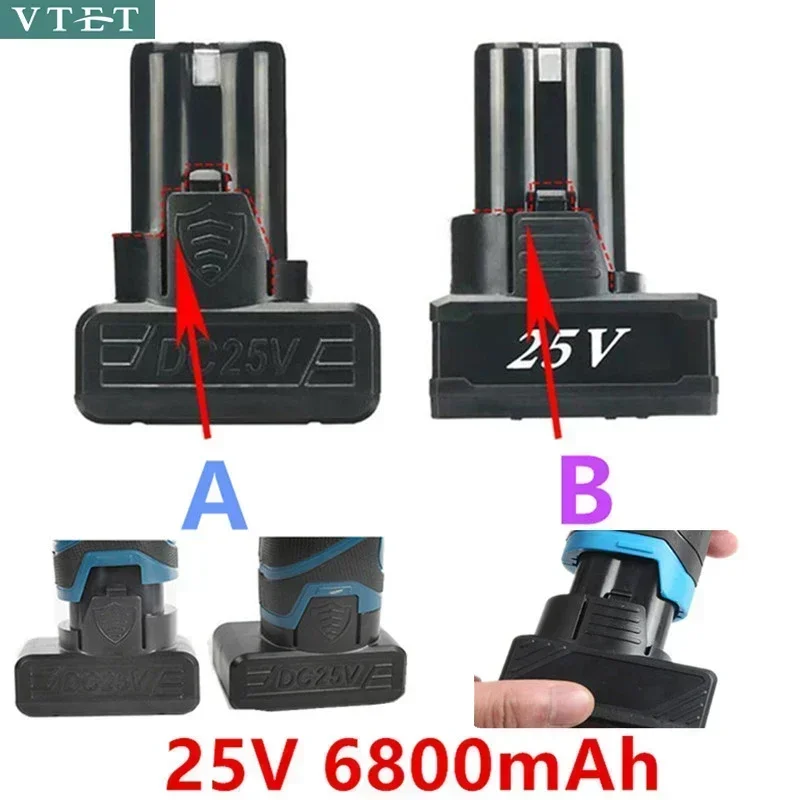 2024 전동 공구용 범용 충전식 리튬 배터리, 전기 드릴, 전기 스크루 드라이버, 리튬 이온 배터리, 25V, 6800mAh, 신제품