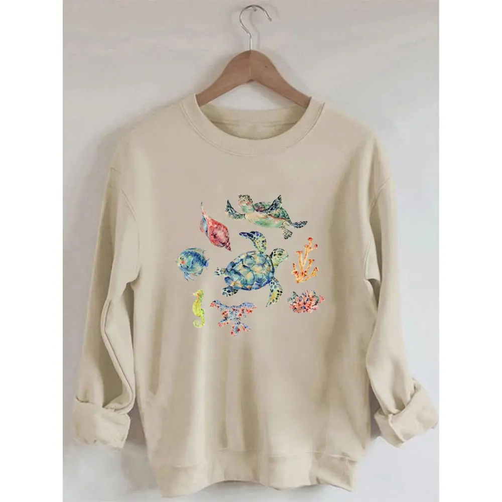 Rheaclots Seashell Printed Long Sleeves Sweatshirt