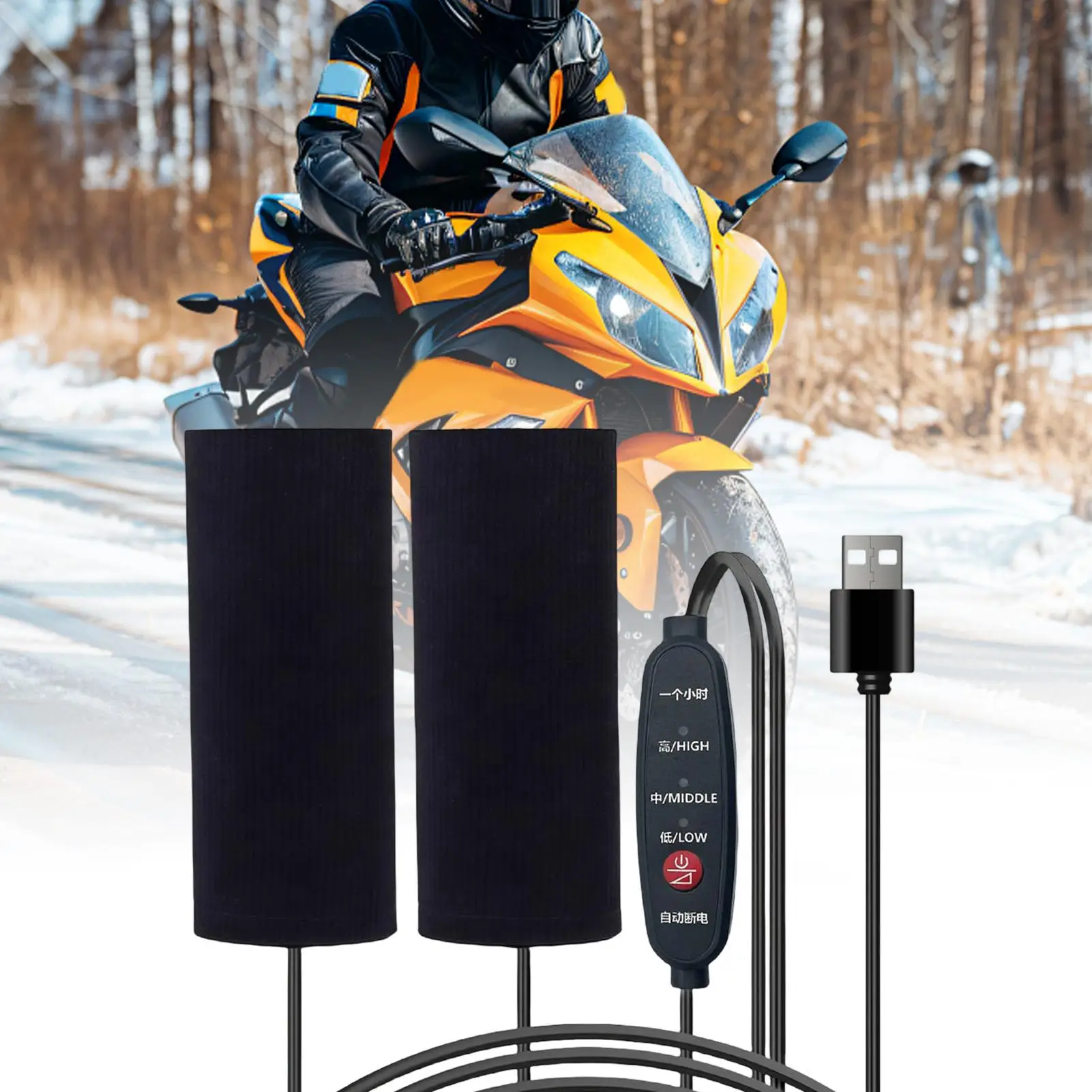 

Motorcycle Grip Covers USB-Powered Wrap Adjustable Portable Grip Heater For Outdoor Riding During Commuting Touring Daily Night