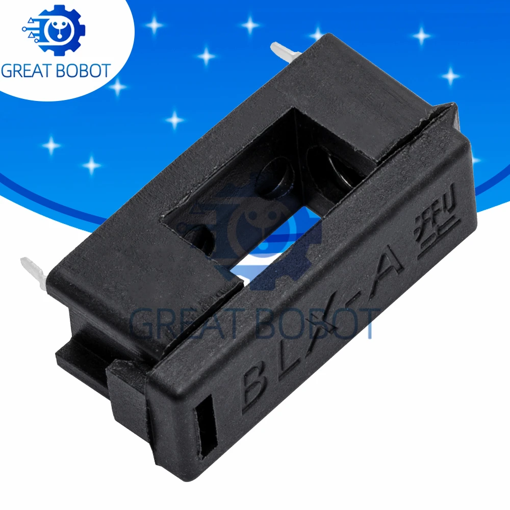 10-Pack BLX-A Fuse Pipe Holders - 5×20mm with Protective Cover for Circuit Protection