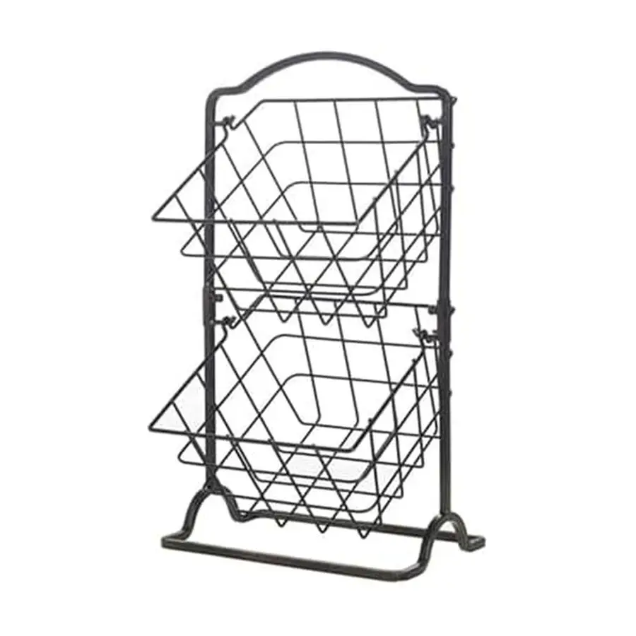 

General Store 2Tier Metal Countertop Fruit Storage Basket, Antique Black