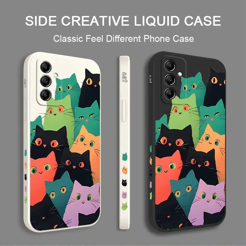 A14 Curious Cat Silicone Phone Case For Samsung A14 A15 A13 A10 A04 A24 A22 A50S A32 A12 A20S A31 A33 A34 A23 A42 A30S A21 Cover