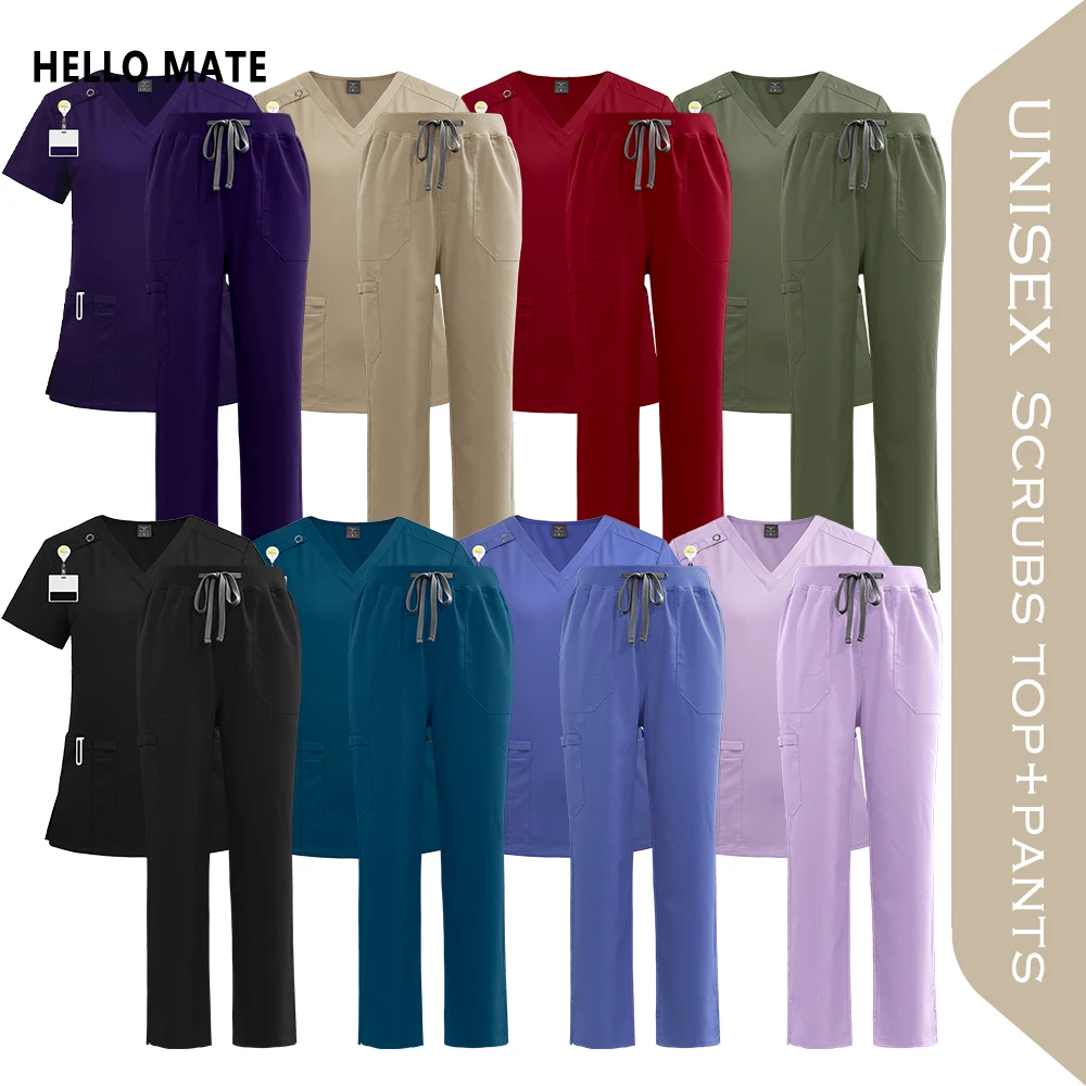 Hochwertige klinische OP-Uniformen für Damen, medizinischer Arzt, Krankenschwester, OP-Bekleidungsset, Schönheitslabor, Arbeitskleidung, Zahnarzt-Overall, Stillanzug
