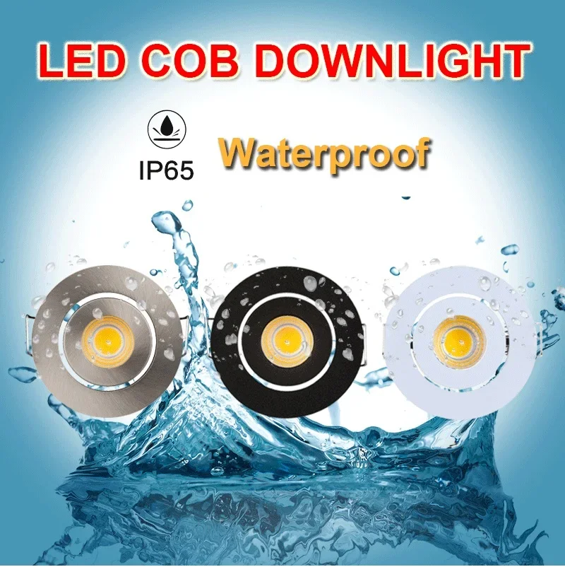 IP65 MINI Recessed LED Waterproof Dimmable COB Downlight Outdoor 3W AC90-260V/DC12V LED Ceiling Spot Light LED Ceiling Lights