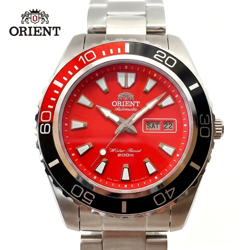 Orient Sport Diver Mechanical Watch for Men Automatic Rotating Bezel 200M Water Resistant Dual Calendar Luminous Wristwatch