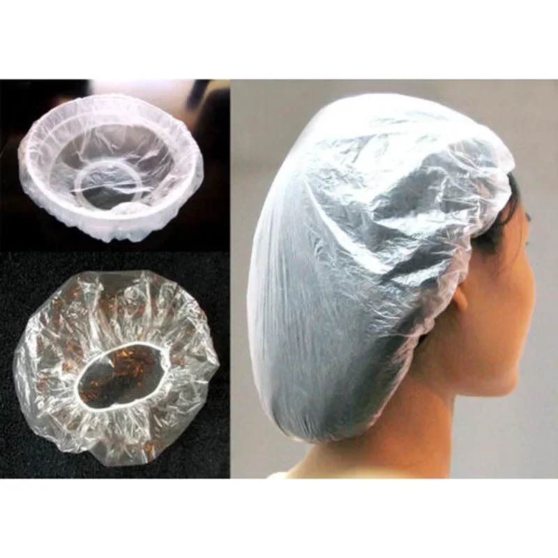 100pcs/pack Disposable Hat Hotel One-Off Elastic Shower Bathing Cap Clear Hair Salon Waterproof Show Hats Bathroom Accessories