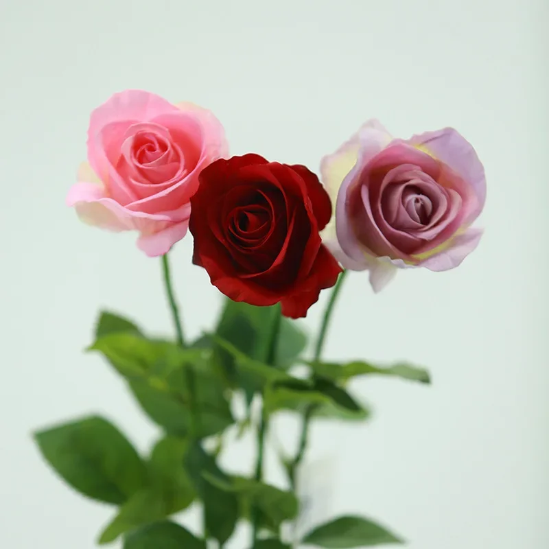 10/12 Stück Simulationsblumen, rote Rosen mit echtem Griff, Balkon-Dekoration, künstliche Diana-Rosenzweige, Tischdekoration – Detail 5