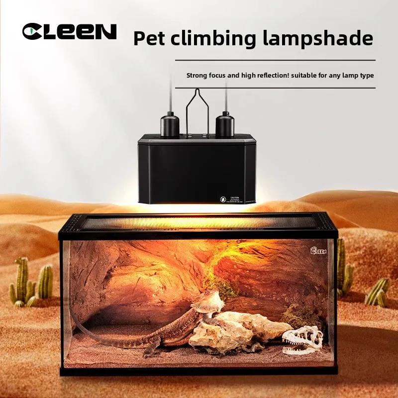 

CLEEN Reptile Lamp Fixture - UVA Ceramic Heat Dome for Box Turtles & Geckos - Adjustable Basking Light with Protective Cage