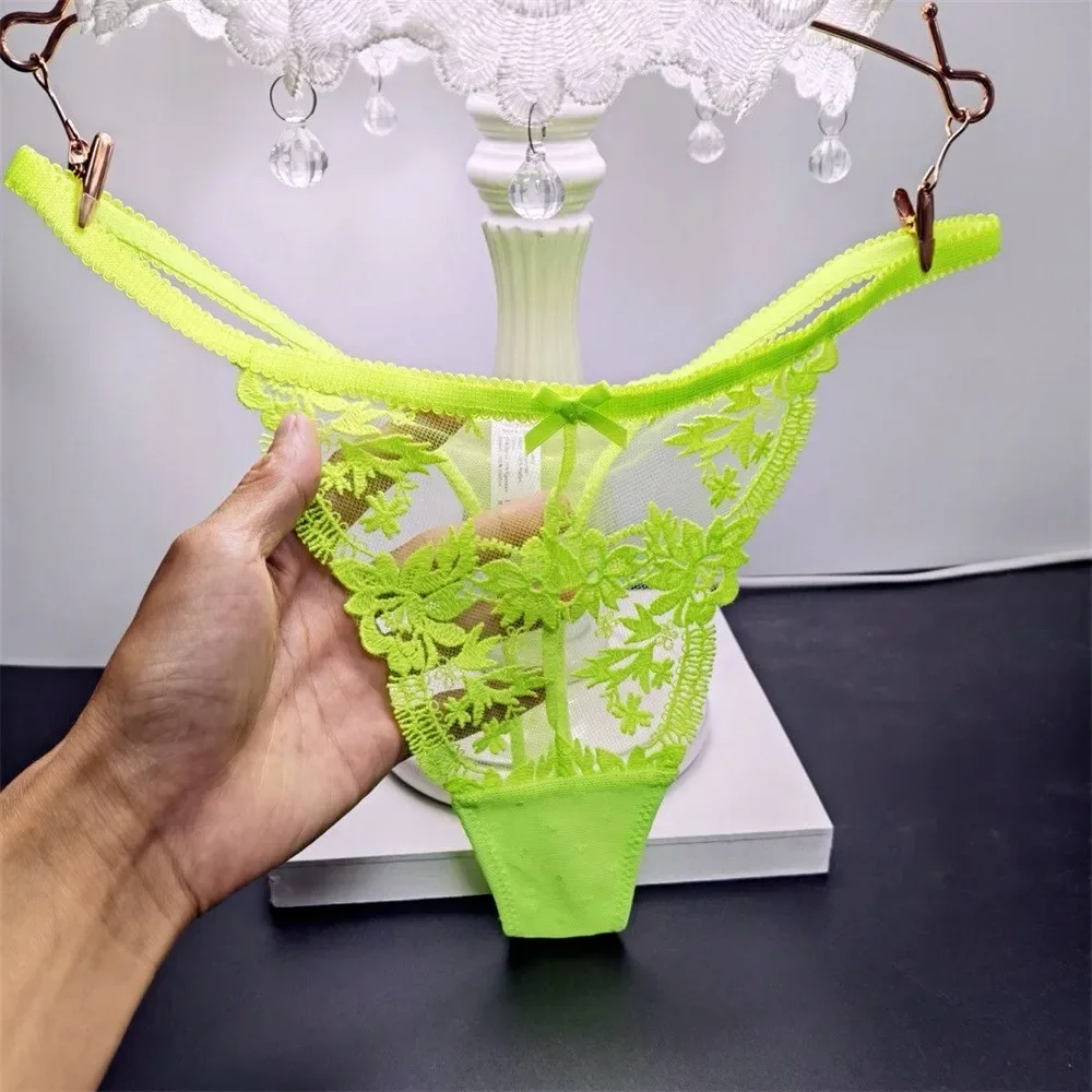 

Элегантные зеленые кружевные стринги, женские прозрачные сетчатые стринги с низкой посадкой, нижнее белье, сексуальные прозрачные стринги, трусики для девочек