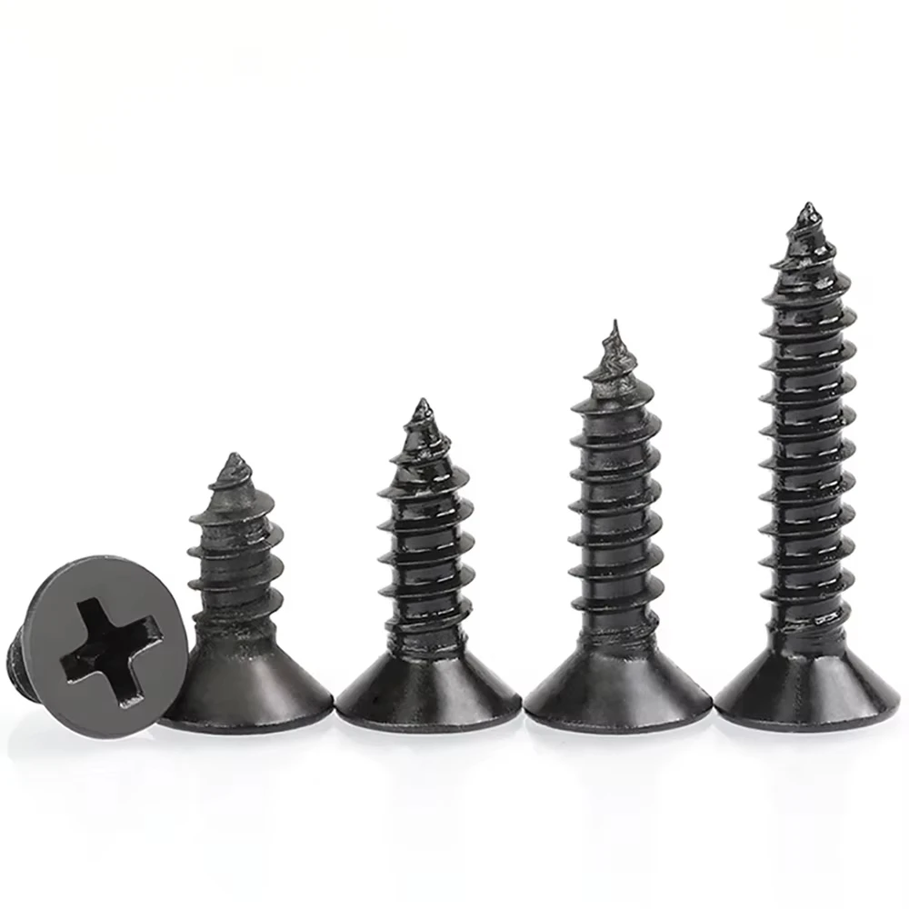 M1 M1.2 M1.4 M1.7 M1.8 M2 M2.3 M2.6 M3 M3.5 M4 Black Steel Mini Micro Cross Phillips Flat Countersunk Head Self Tapping Screw