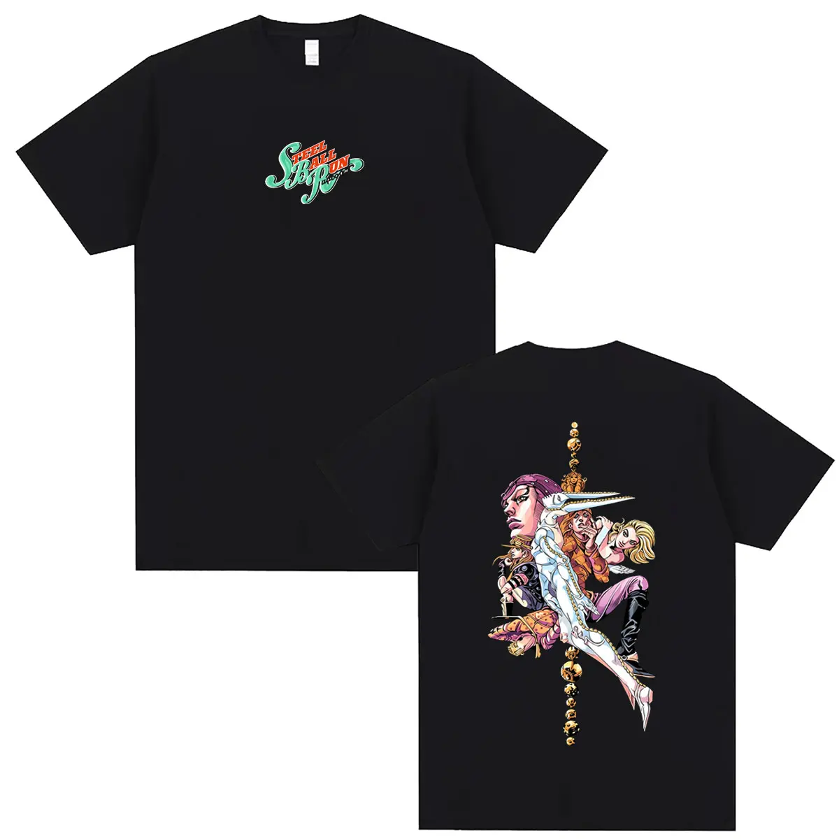 Anime Jojo Bizarre Adventure Steel Ball Run T-shirt Men Women Fashion Hip Hop Oversized Streetwear Unisex Summer Cotton Tshirt