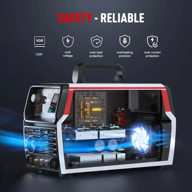 ANDELI LCD Smart Tig-205 Pro 9 في 1 AC DC HF TIG Pulse Cold MMA ماكينة لحام TIG متعددة الوظائف من الألومنيوم #6