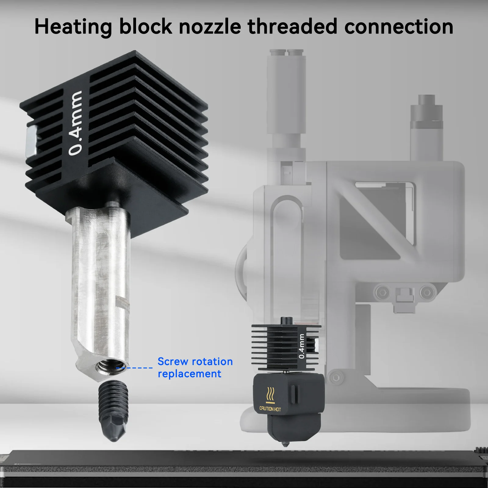 Für Bambu Lab A1 Mini Hotend-Kit mit 0,2/0,4/0,6/0,8 mm gehärteter Stahldüse für A1 Ersatz-Hotend-Kit für Bambu A1/A1mini/A2L – Detail 2