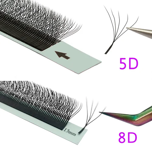 Imagen 2 del producto Extensión de pestañas postizas 5D W, suministros de grupo de pestañas 4D 5D W, ventiladores de volumen de Rusia 3D 8D, mechones de pestañas de visón sintético, rizo C/D Doe Eye