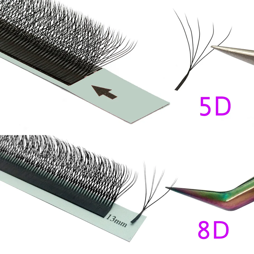 Extensión de pestañas 5D W, racimos 4D 5D W, suministros de pestañas 3D 8D abanicos de volumen ruso, visón sintético, curva C/D 2