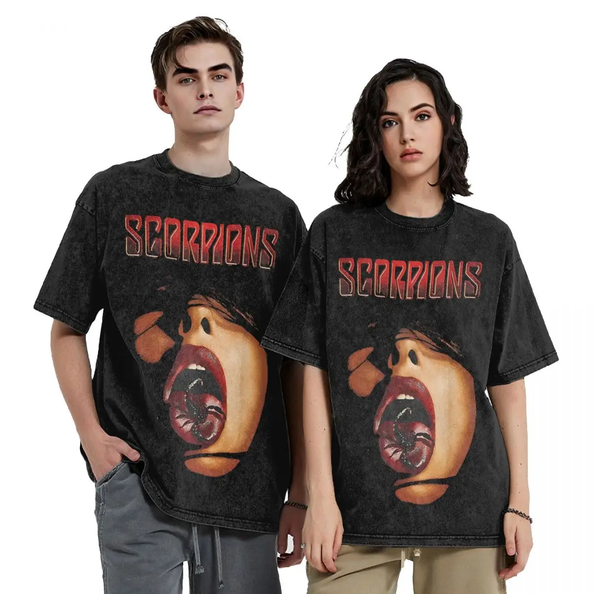 Rock Band Scorpions Merch Washed T Shirt for Men Women Streetwear Hip Hop T-Shirt Printed Tees Tops Cotton