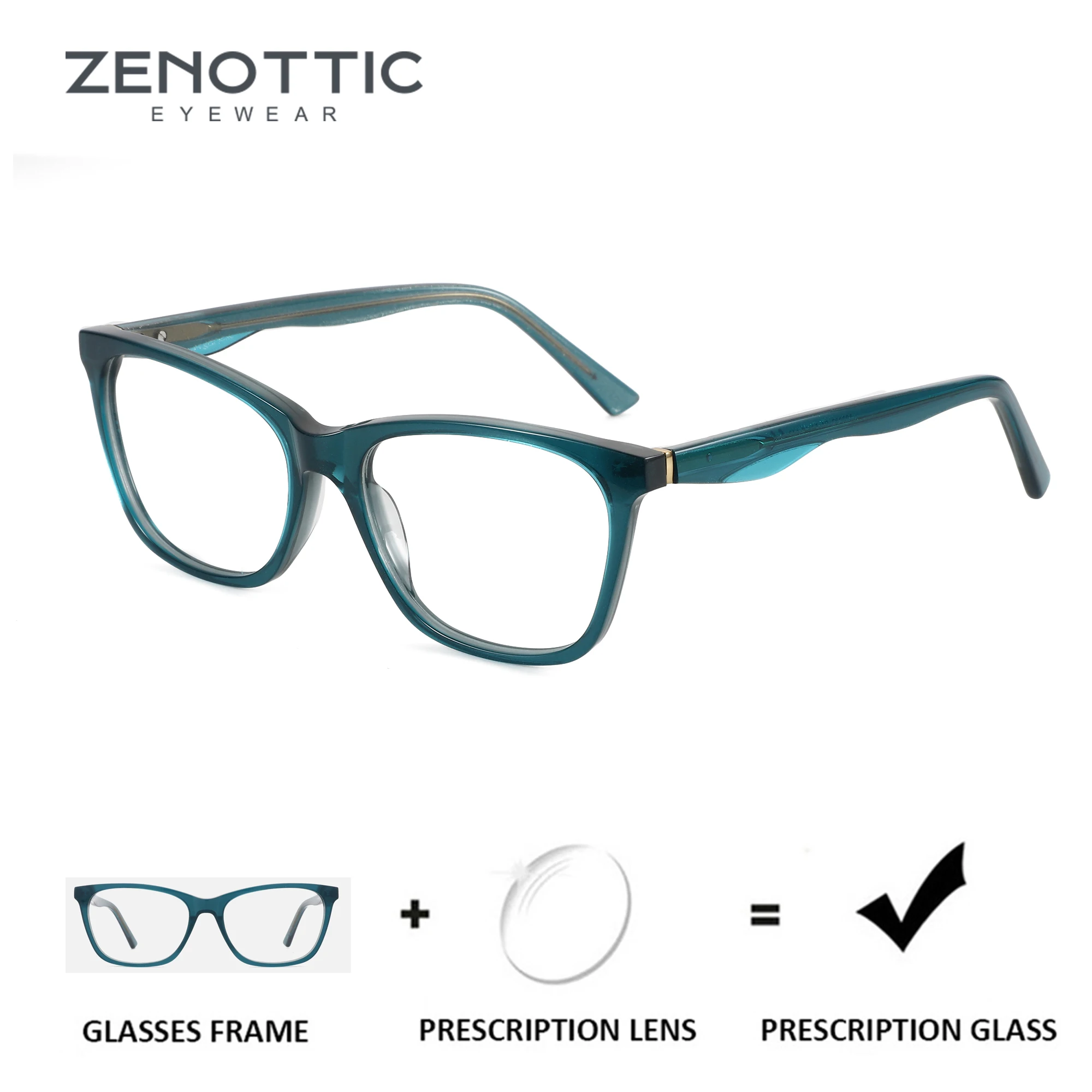 

ZENOTTIC Trend Acetate Prescription Glasses Woemn Myopia/Progressive Eyewear Fashion Square Optical Eyeglasses A23307