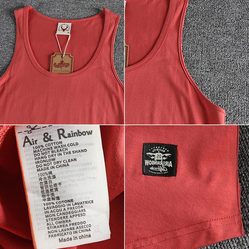 Cotton sleeveless T-shirt vest men\'s loose vest American style outside wear short sleeve boys sports fitness top tide summer